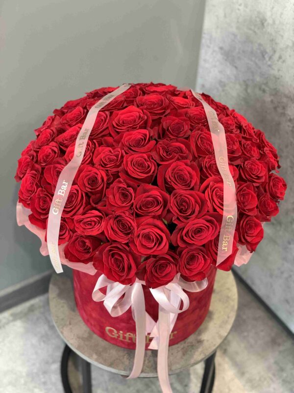 Red roses in flowerbox