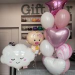 Foil balloon Cloud and bouquet of balloons in white and pink colors