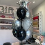 Set of balloons gray whistle, silver, marble and black