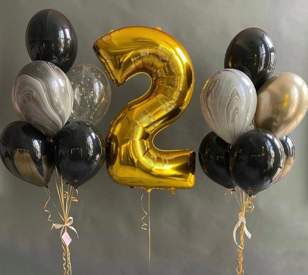 Set of gold and black balloons for him