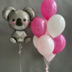 Bouquet of white and pink balloons with Koala