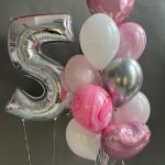 Helium digits and bouquet of balloons for her