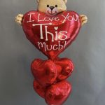 Heart balloons and foil Teddy Bear