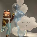 Set of latex balloons with cloud and teddy bear