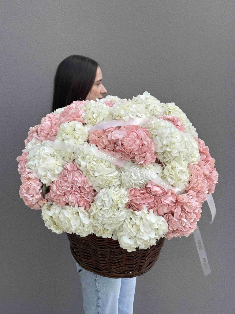 Basket of mix hydrangeas