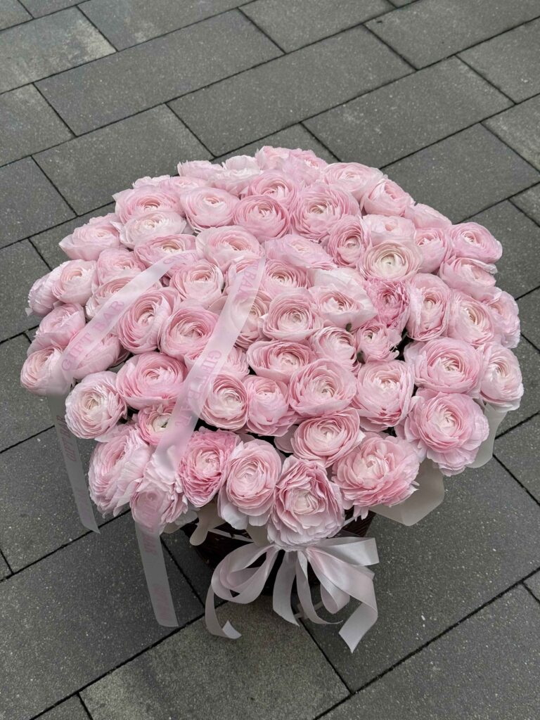Pink ranunculus in a basket