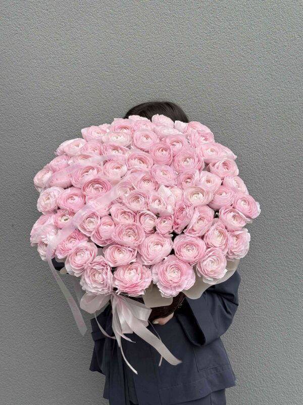 Pink ranunculus in a basket