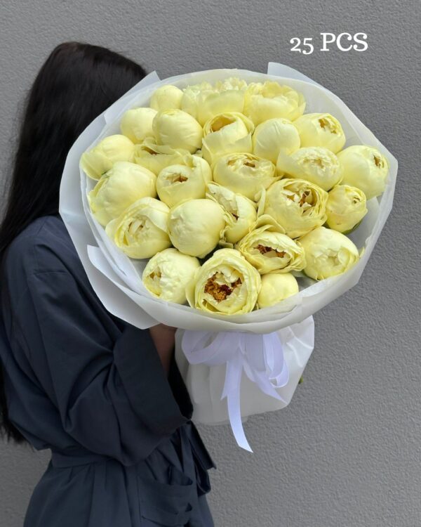Bouquet of yellow peonies
